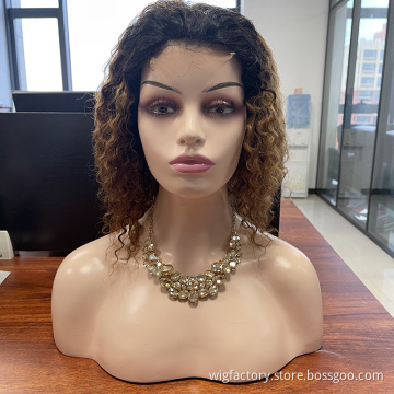 100% Raw Indian Hair Color 1b/27, Unprocessed Closure Wig 4x4,Factory Wholesale Price Curly Raw Hair Indian Wig